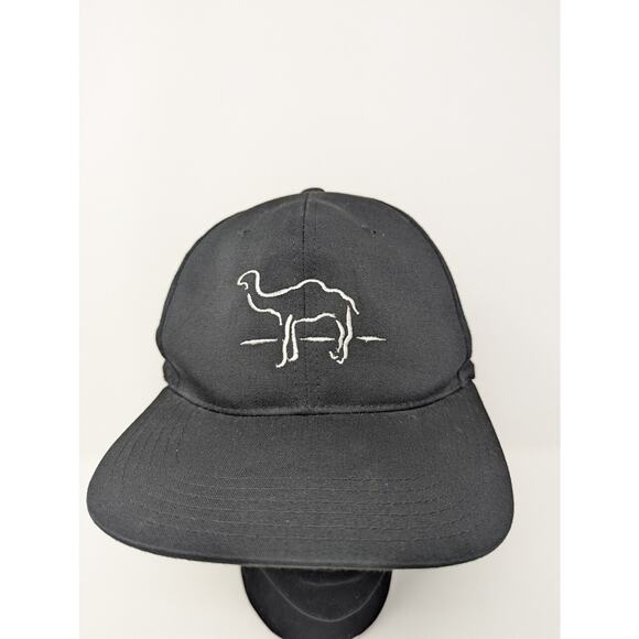 Vintage Camel Black Hat Cap Snap Back Cigarettes Silver/White Logo Advertising - Picture 2 of 7